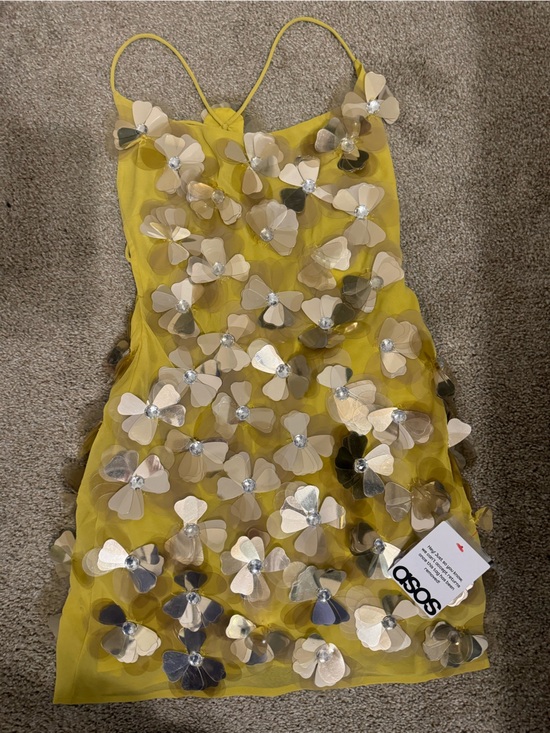 ASOS Dresses & Skirts - ASOS DESIGN 3D floral sequin cami mini dress in yellow